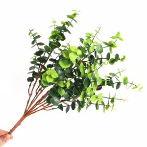 Realistic artificial eucalyptus stems with green money leaves for indoor home decor