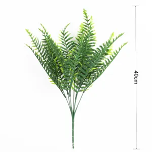 Artificial Boston fern plastic plant leaves green foliage bush for home decor showcase