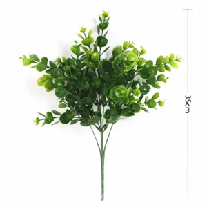 Artificial eucalyptus branch, 35cm green money leaves, fake plant for home decor wedding.