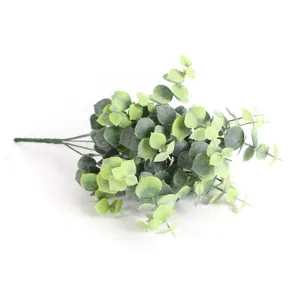 Detailed macro view of artificial eucalyptus money leaf bunch for interior home decoration