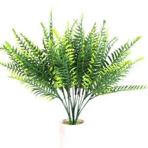 Artificial Boston fern plastic plant green leaf potted bush for home decor showcase