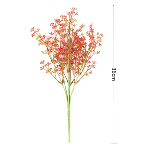 Lebhafter roter künstlicher Schleierkrautstrauß für Hochzeitsdeko, 36 cm Gesamthöhe