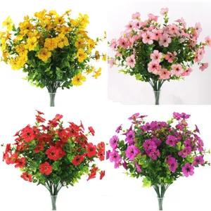 Artificial Eucalyptus Violet Flowers Faux Plastic Plants For Home Garden Wedding Decor Multi-Fork Simulation Greenery Bunch