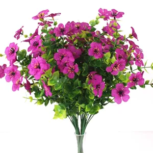 Vibrant purple artificial eucalyptus violet flowers bouquet for home decoration
