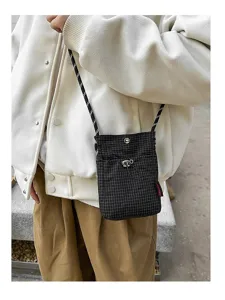 Mini borsa a tracolla casual con motivo a griglia e cordino per l'uso quotidiano all'aperto