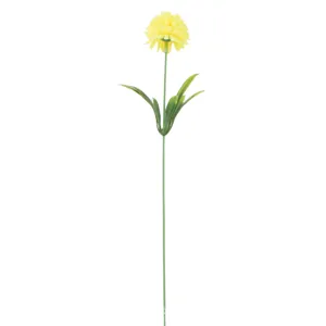 Detailansicht einer einzelnen gelben künstlichen Chrysantheme für die Hochzeitsdeko