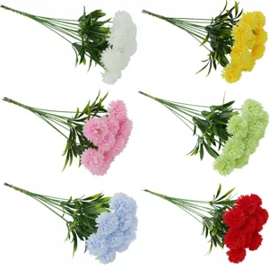 Künstliche Seide Ping Pong Chrysantheme Einzelstamm Ball Blume Strauß Für Hochzeit Party Home Office Tisch Dekoration Ornamente