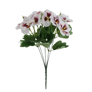 Artificial pansy flower bouquet for home and outdoor decor, fake plastic floral arrangement.