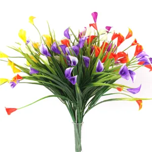 Artificial Calla Lily Bunch Five Prongs Plastic Greenery Flower For Home Garden Wedding Decor Indoor Outdoor Decoration
