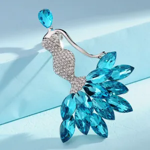 Elegant Alloy Crystal Mermaid Brooch For Women Sparkling Rhinestone Fashion Jewelry Dress Sweater Accessory Breastpin Gift