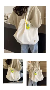 Bolso de lona de gran capacidad para hombro, estilo japonés bolso tote para uso diario.