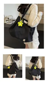 Bolso de hombro de gran capacidad estilo japonés fresco bolso tote de lona para estudiantes
