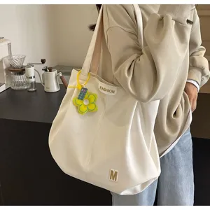 Bolso tote de lona minimalista de gran capacidad para el trabajo diario, la escuela y uso casual.