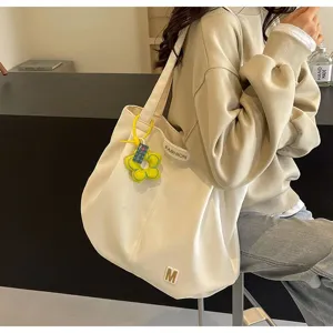 Bolso de hombro minimalista de gran capacidad, vista detallada del bolso tote casual.