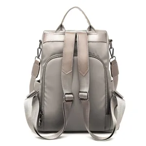 Stylish women nylon anti-theft backpack casual daily school travel bag in grey top