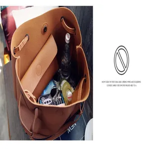 Braune Litschi-Muster PU-Leder Beuteltasche Shopper, grosse Kapazitaet Schultertasche.