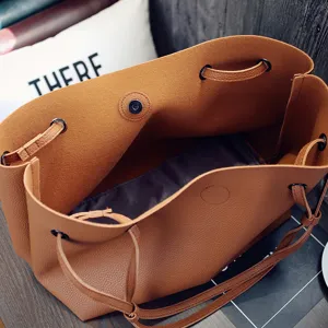 Braune strukturierte PU Leder Shopper Tasche grosse Kapazitaet Damen Handtasche