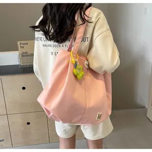 Bolso de hombro rosa minimalista de gran capacidad, bolso casual para estudiantes.