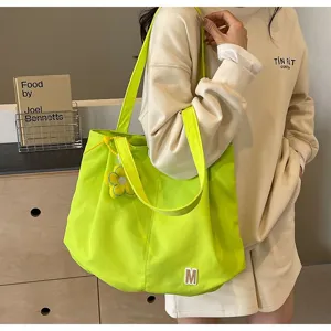 Bolso de lona para hombro simple y de gran capacidad, estilo japonés fresco para estudiantes.