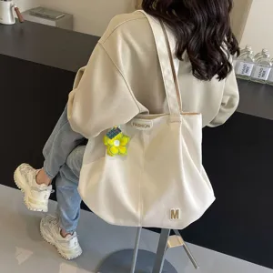 Bolso tote de lona informal de gran capacidad para el trabajo diario y estudiantes.