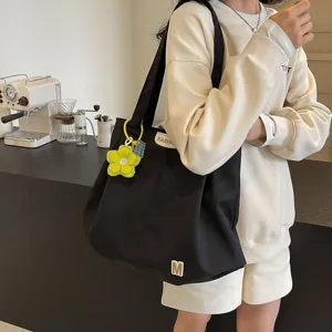 Bolso de hombro informal de lona de gran capacidad estilo japonés bolso tote para mujer.