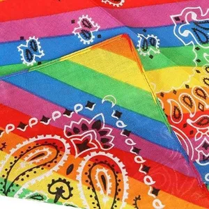 Rainbow Stripe Paisley Bandana Hip Hop Square Scarf Festival Outdoor Headband Unisex Fashion Accessories