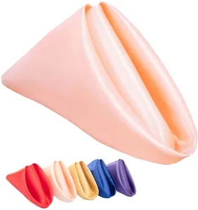 Satin table napkin in solid colors, smooth silk texture for hotel dining and wine glass wiping.