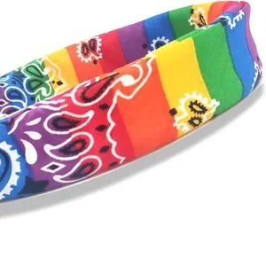 Rainbow bandana headband for women, colorful paisley hair band, stylish festival hair accessories.
