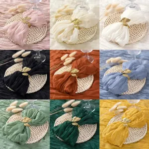 Serviettes de Table en Voile Froissé Bohème Serviettes de Dîner en Tissu Doux Réutilisables pour Décoration de Table de Fête de Mariage