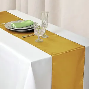 Eleganter Satin Tischläufer Einfarbig Hochdichte Kantenversiegelung Für Hochzeit Bankett Party Europäische Heimtextilien