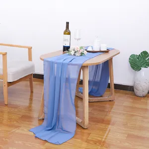 Eleganter Chiffon Tischläufer Einfarbig Weich Transparent Dekoration Für Hochzeit Party Bankett Rezeption Hotel Events