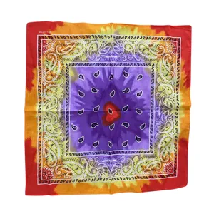 Tie-Dye Cotton Bandana Paisley Pattern Square Scarf For Outdoor Cycling Sport Unisex Hip Hop Headwrap Neck Gaiter