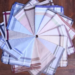 Set van 40 cm katoenen heren zakdoeken met ruitpatroon in diverse kleuren