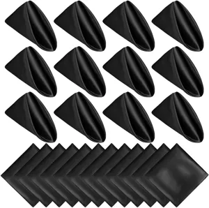 Black satin dinner napkins set, elegant solid color cloth napkins for wedding hotel restaurant table