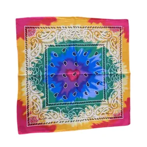 Premium multi-colored cotton tie-dye paisley bandana for outdoor cycling and sports