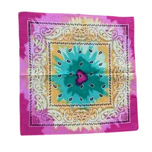 Colorful tie-dye cotton bandana with paisley patterns for sports and outdoor use