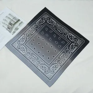 Gradient paisley pattern bandana square scarf, outdoor cycling headwear and multi-purpose wrap.