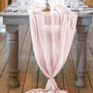 Eleganter rosa Chiffon Tischläufer für romantische Hochzeits und Partydekoration
