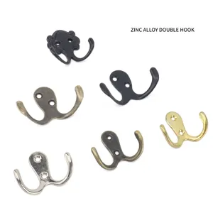 Collection of zinc alloy double wall hooks in various vintage and modern finishes