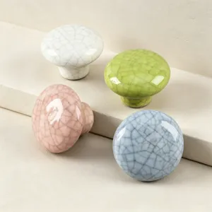Gekraakt keramisch meubelknopje, ronde kastdeurgrepen voor laden en kasten in diverse kleuren.