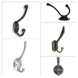 Detailed collection showing various styles of vintage European wall hooks for clothes and hats