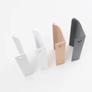 Modern L-shaped aluminum alloy hidden cabinet handles in four colors on a white background