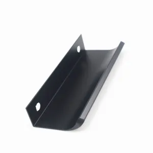 Modern minimalist black matte aluminum alloy hidden cabinet door handle with rounded edges