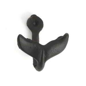 Vintage style cast iron whale tail decorative wall hook for entryway and door back