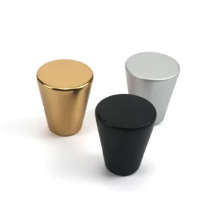 Pomos de muebles cónicos de aleación de aluminio en colores oro, plata y negro mate