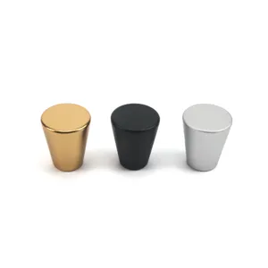 Tiradores cónicos minimalistas de aleación de aluminio para muebles en oro y negro