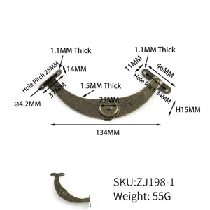 Asta di supporto coperchio scatola bronzo antico con misure 134 mm