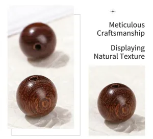 Detailed view of natural golden silk sandalwood round beads for DIY jewelry making