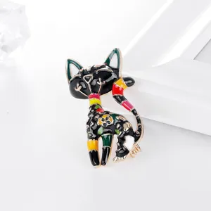 Kreative Cartoon Katzenbrosche Legierung Emaille Bemalt Tier Anstecknadel Für Damen Mode Schmuck Süße Schwarz Rosa Katze Nadel