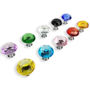 Modern Crystal Cabinet Knob Diamond Cut Wardrobe Drawer Pull Handle Crystal Glass Decorative Furniture Hardware Accessory